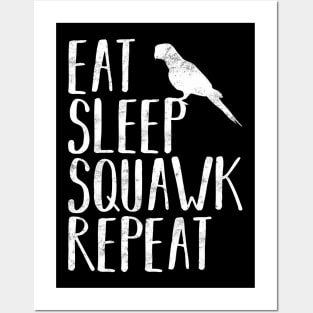 Eat Sleep Squawk Repeat Parrot Bird Pet Funny Posters and Art